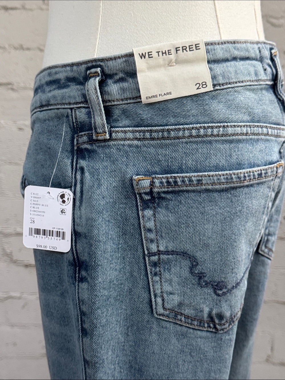 Free People We The Free Emre Flare Jeans Poppy Blue Size 28 - Picture 10 of 16